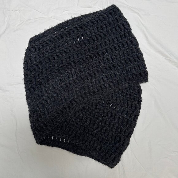 Deroucheau Knitwear Oversized Chunky Extra Large Wool Infinity Scarf Charcoal - Picture 3 of 7